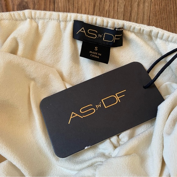 AS by DF CATHERINE CROSSOVER HALTER TOP Size Small Buttercream NWT - Picture 7 of 9